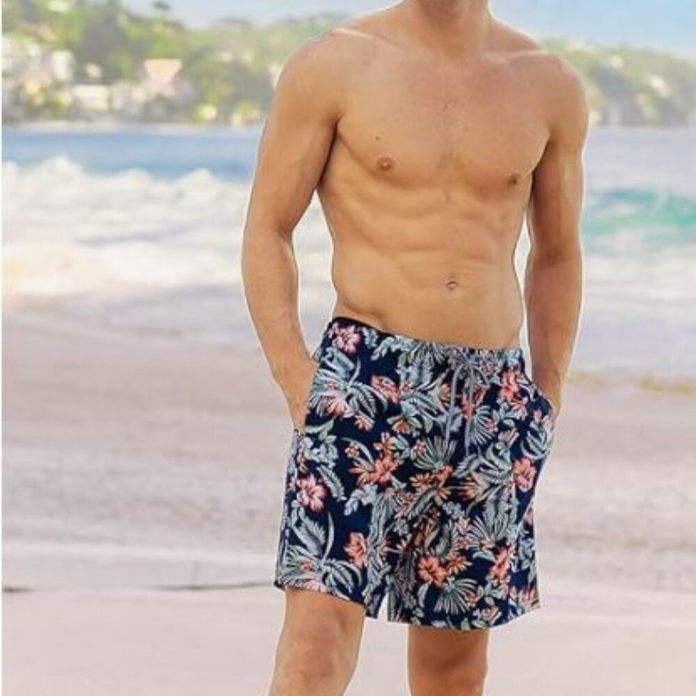Biwisy Mens Swim Trunks Quick Dry with Mesh Lining
